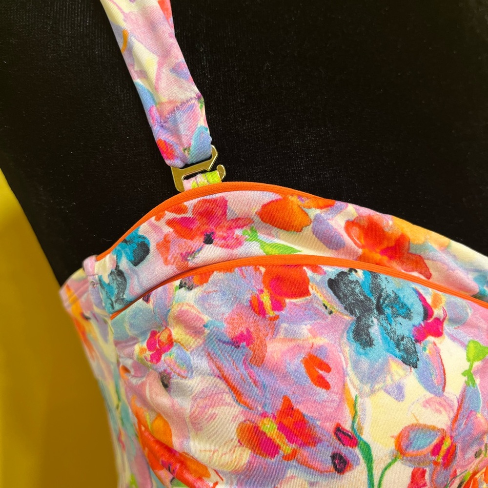 Liz Claiborne Floral Convertible Tankini Top Size 8 - Picture 5 of 12